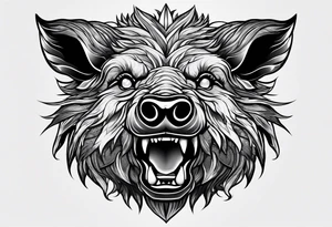 angry boar front tattoo idea