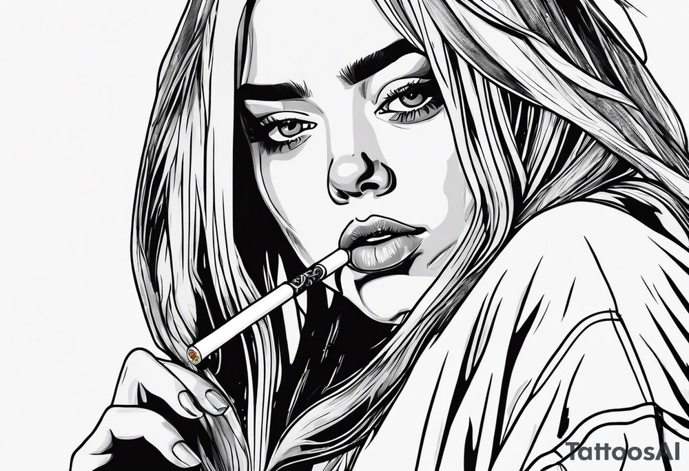 Billie Eilish smoking cigarette tattoo idea