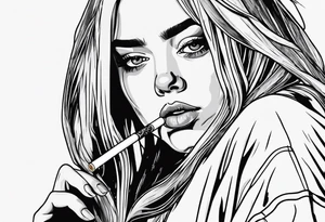 Billie Eilish smoking cigarette tattoo idea