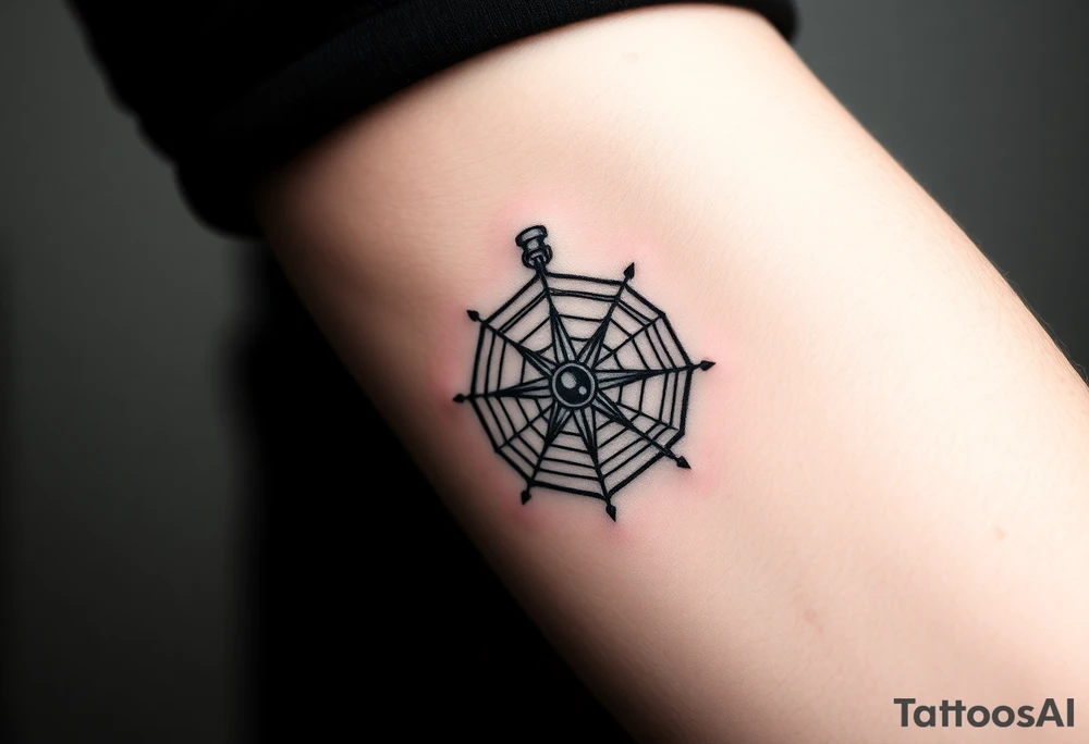 Compass wrapped in a spider web tattoo idea