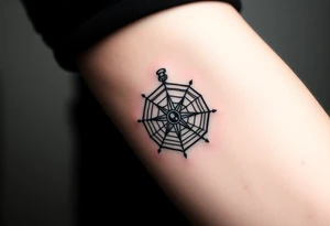 Compass wrapped in a spider web tattoo idea