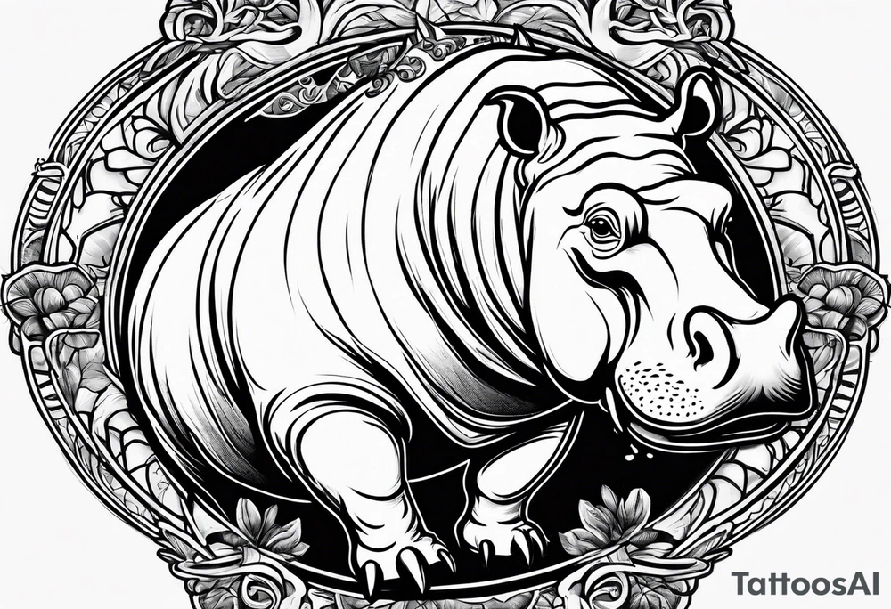 Hippopotamus tattoo idea