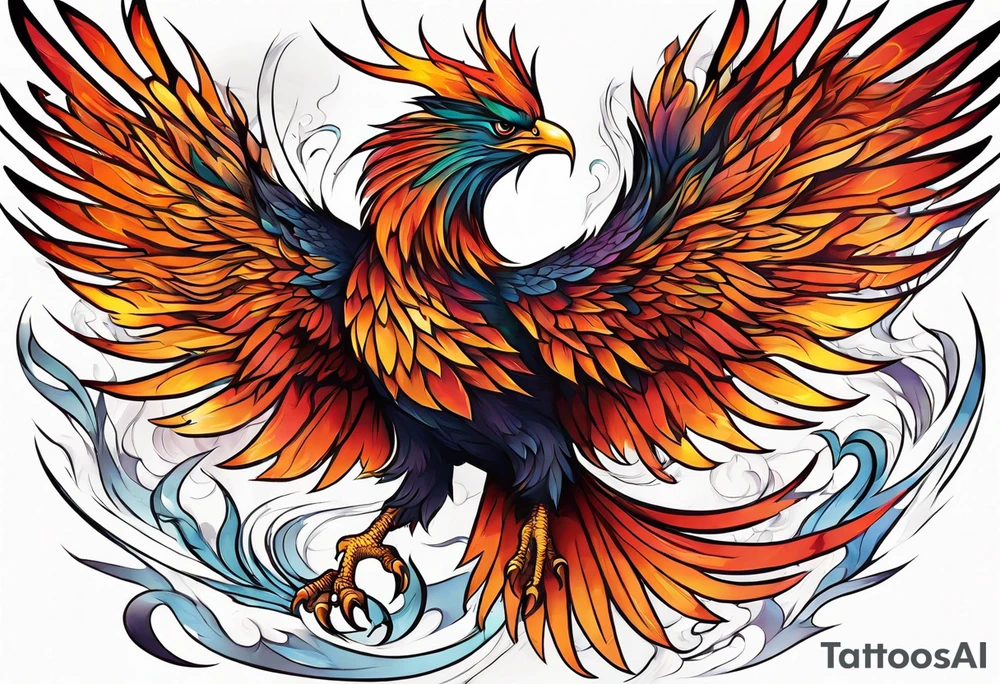phoenix rising from the ashes tattoo idea