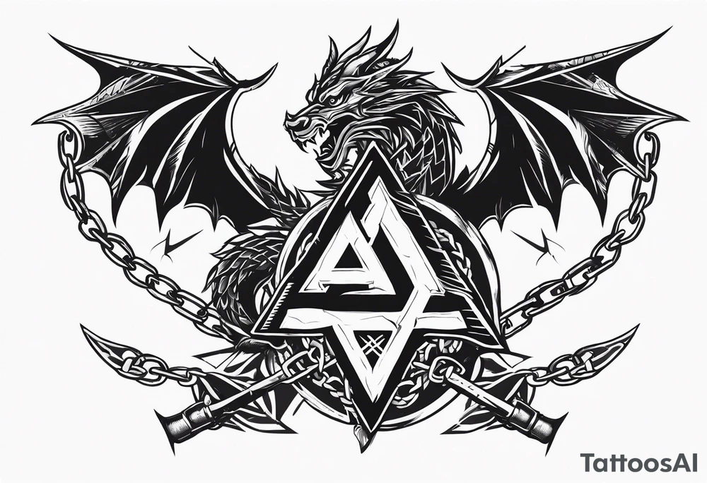 Valhalla sword shield dragon axe Valknut barbed wire chains fire tattoo idea Valhalla sword shield dragon axe Valknut barbed wire chains fire tattoo idea