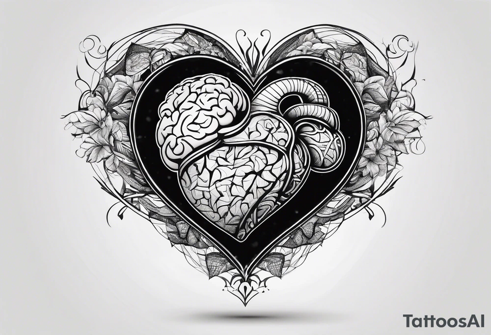 Brain, heart, love, abstract, symbolism, perseverance, heart break makes you strong, worth it, pain makes you stronger, strength tattoo idea