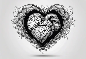 Brain, heart, love, abstract, symbolism, perseverance, heart break makes you strong, worth it, pain makes you stronger, strength tattoo idea