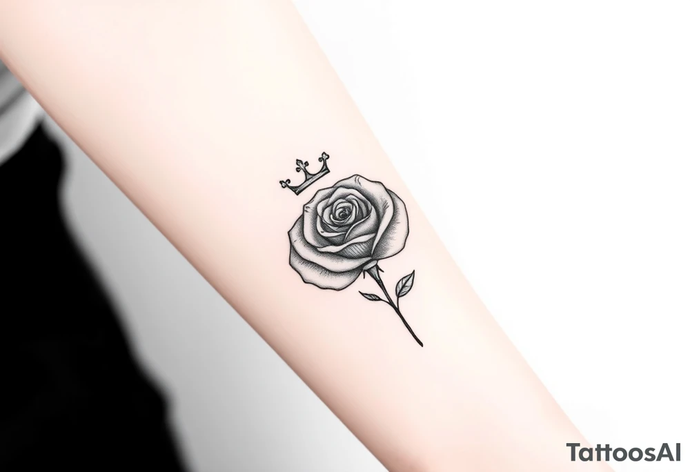A rose with a crown on-top of it tattoo idea