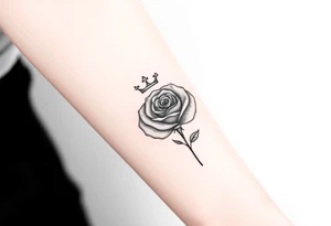 A rose with a crown on-top of it tattoo idea