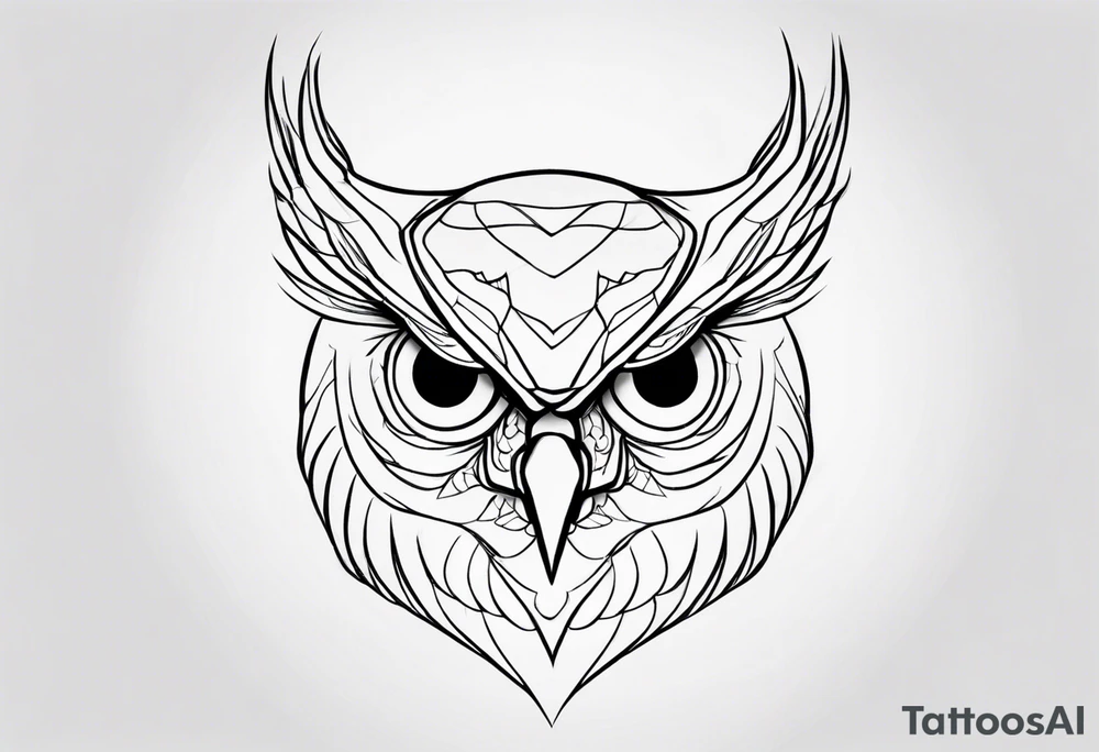 create one line tattoo of a owl head. the line has to start at the buttom and be finished at the top. Has to be simplistic and be one-line that is connected tattoo idea