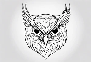 create one line tattoo of a owl head. the line has to start at the buttom and be finished at the top. Has to be simplistic and be one-line that is connected tattoo idea