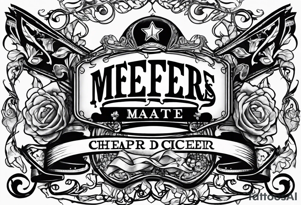 Cheers Mate text, armband +Cancer Ribbon +artistic tattoo idea