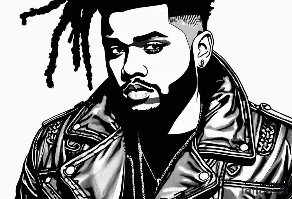 The weeknd with fortnite themed style tattoo idea