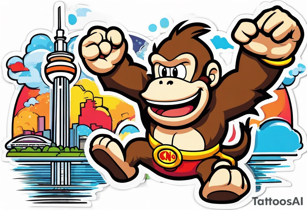 Donkey Kong in CN tower tattoo idea