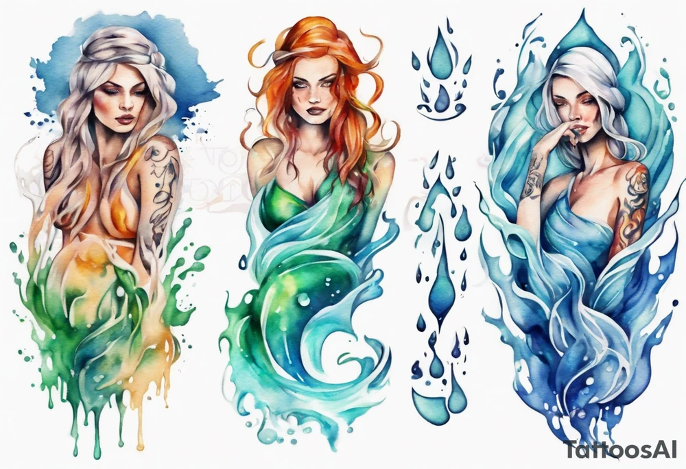 a beautiful woman made out of water tattoo idea