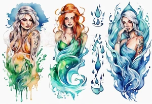 a beautiful woman made out of water tattoo idea