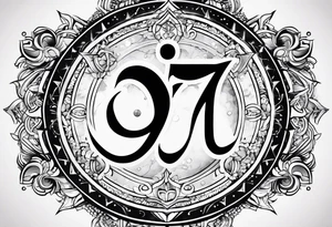 Powerful om symbol with Aquarius constellation with the numbers 777 tattoo idea