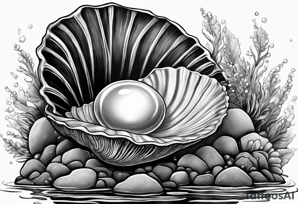 clam open with a pearl inside underwater tattoo idea