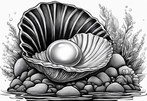 clam open with a pearl inside underwater tattoo idea