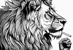 lion smoking cigarette tattoo idea