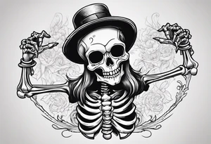 cartoon dancing skeleton tattoo idea