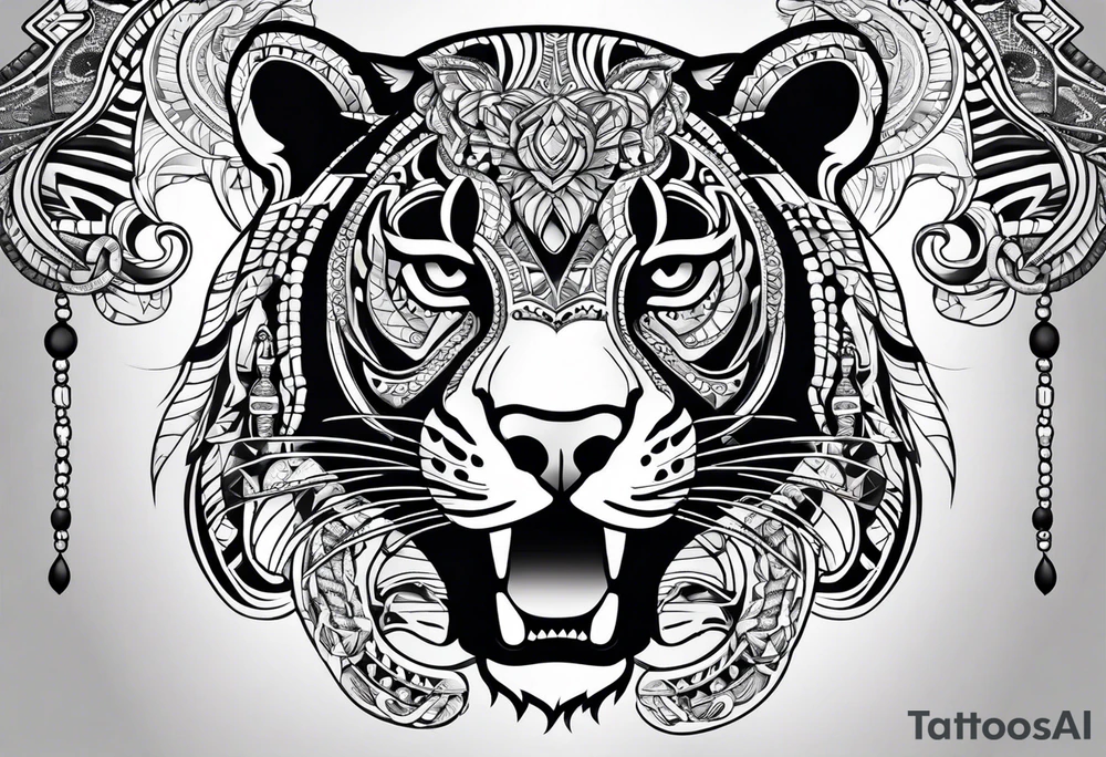 aztec black jaguar with snake tattoo idea