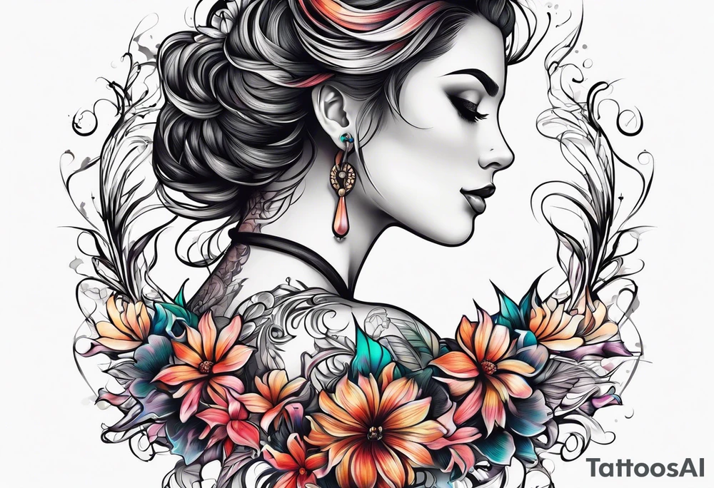 Heartbeat flowers tattoo idea