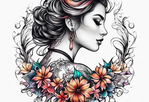 Heartbeat flowers tattoo idea