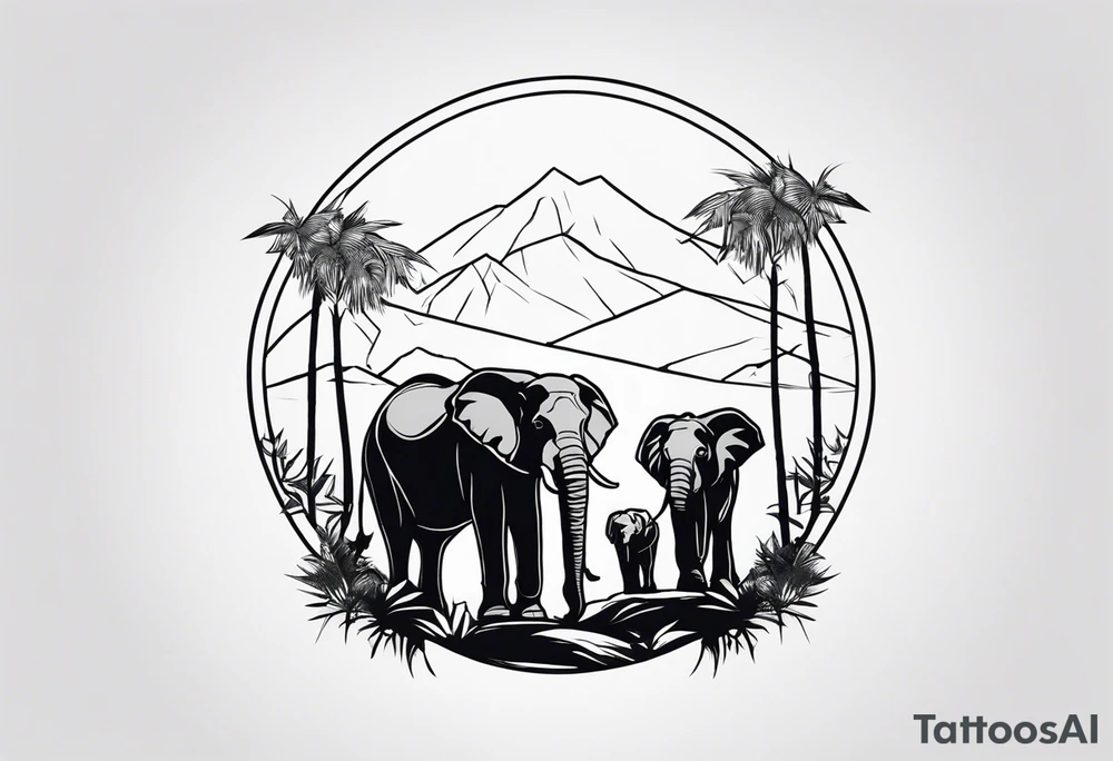 ELEPHANTS IN JUNGLE tattoo idea