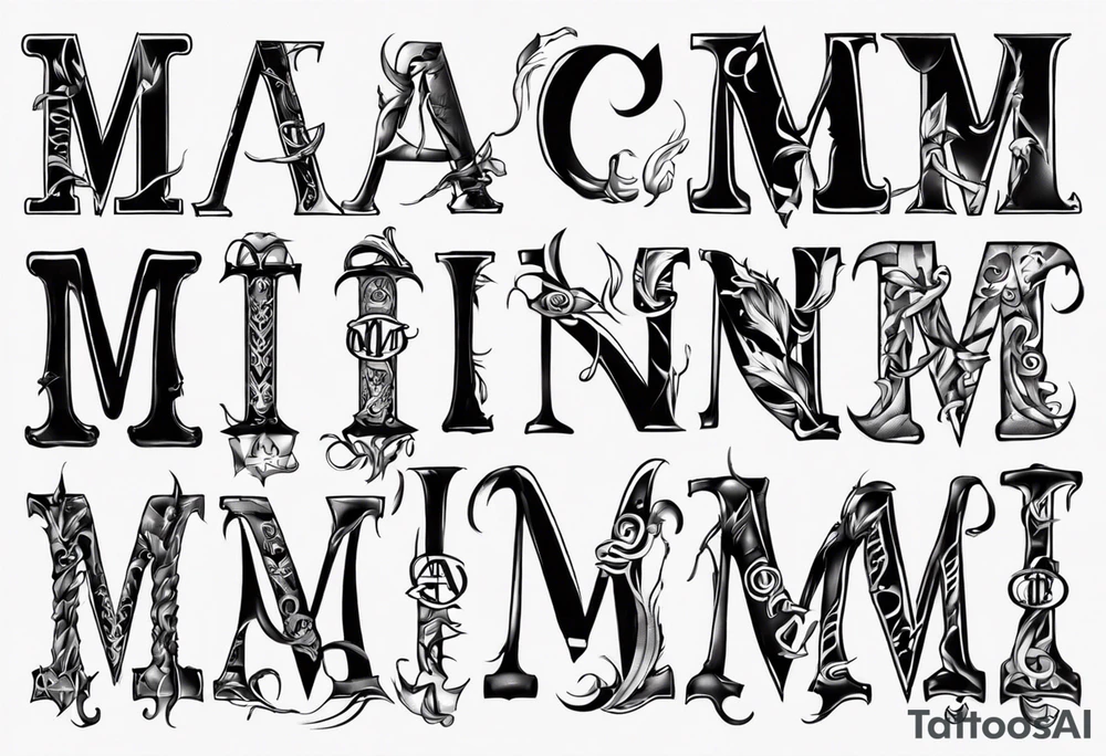 Anagram with letters CA and M tattoo idea
