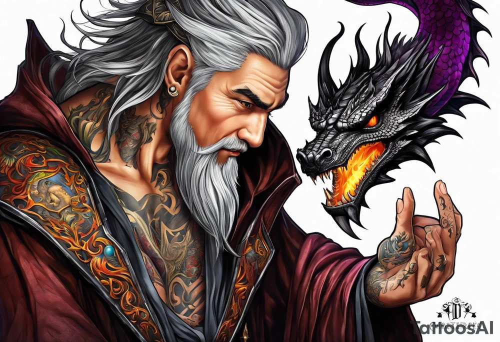 Wizard with dragon tattoo idea