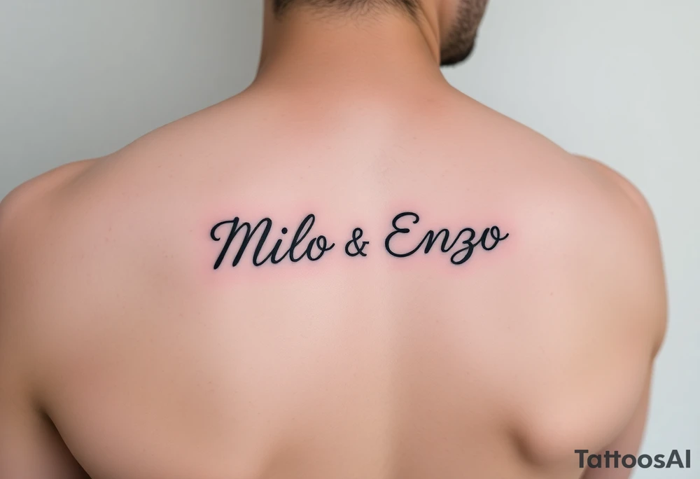 minimal ling line dog lover tattoo , dogs name in cursive Milo and Enzo spine tattoo tattoo idea