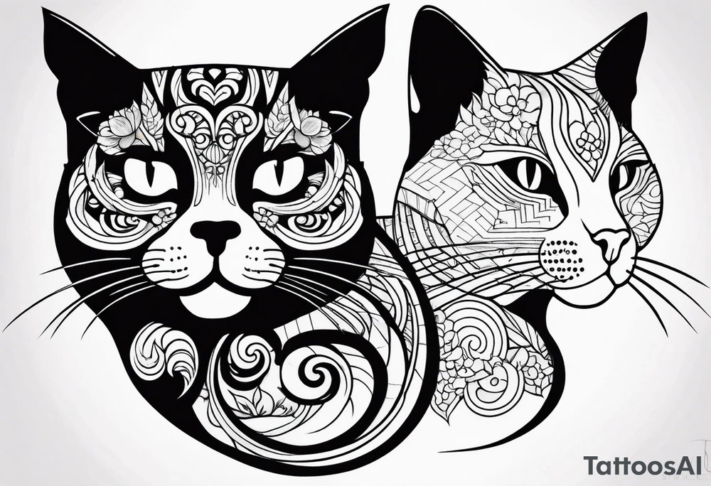 simple cat design tattoo idea
