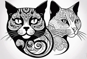 simple cat design tattoo idea