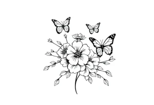 memorial tattoo with flowers and butterflies tattoo idea