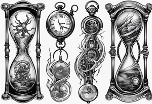 lovecraft long tattoo
broken hourglass and old watch tattoo idea