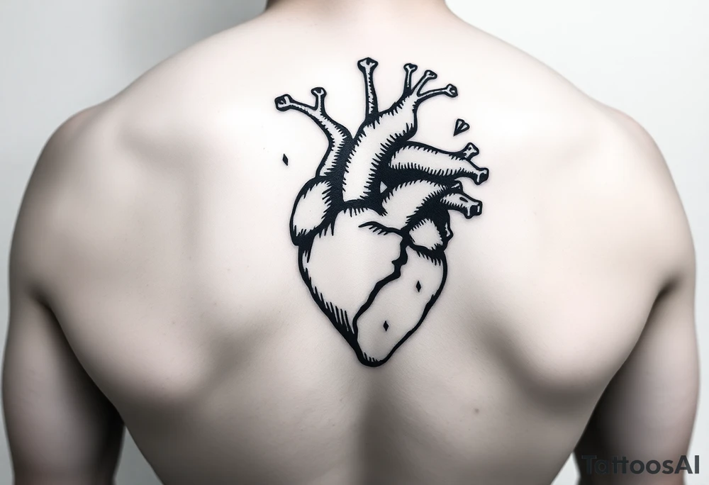 woodcut realistic heart tattoo tattoo idea