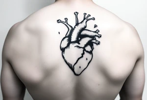 woodcut realistic heart tattoo tattoo idea