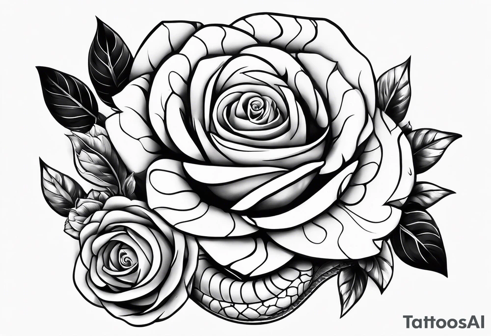 snake and 4 roses tattoo idea
