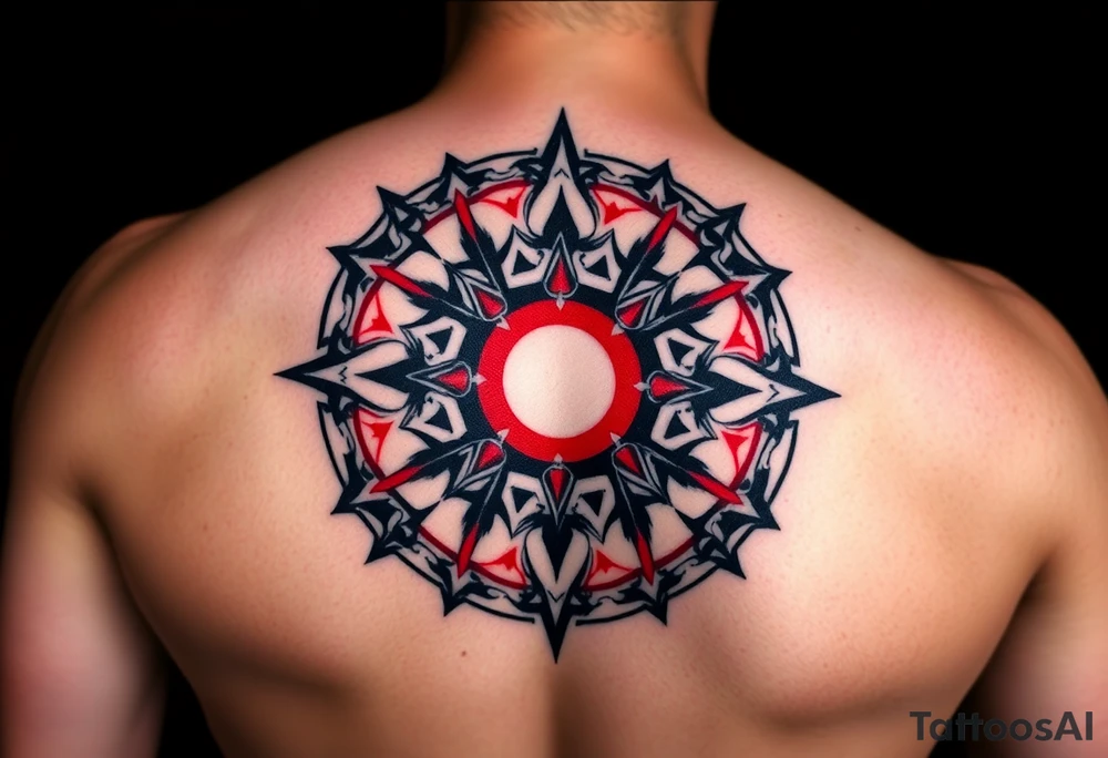 round tattoos with space theme. It can have red color tattoo idea