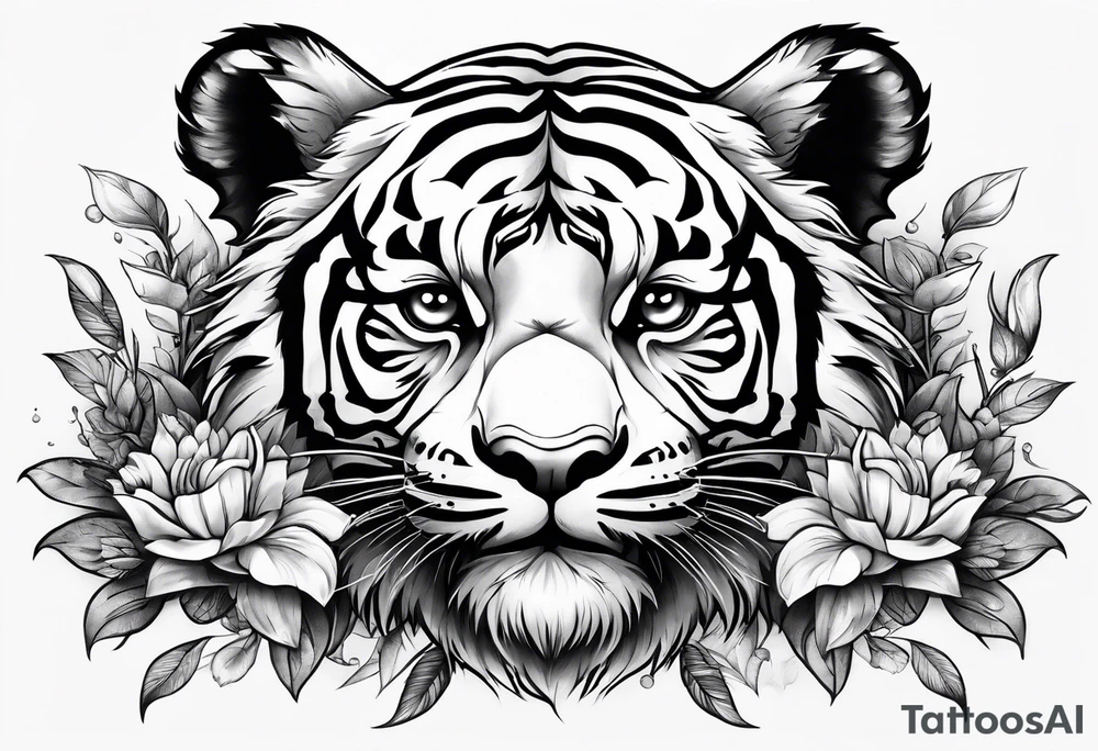 Baby tiger and panda hanging out tattoo idea