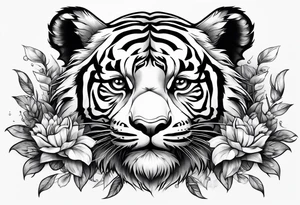 Baby tiger and panda hanging out tattoo idea
