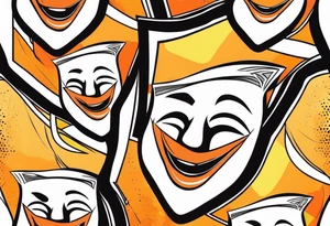 Laughing Male masquerade mask with orange and black circles tattoo idea