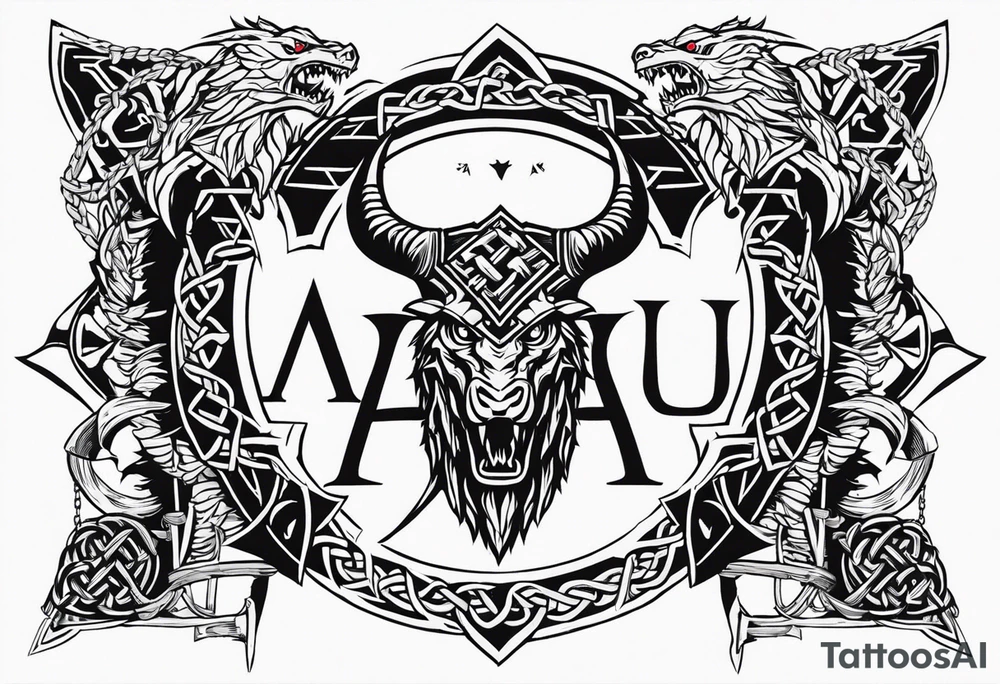 Valhalla sword shield dragon axe Valknut barbed wire chains tattoo idea Valhalla sword shield dragon axe Valknut barbed wire chains tattoo idea