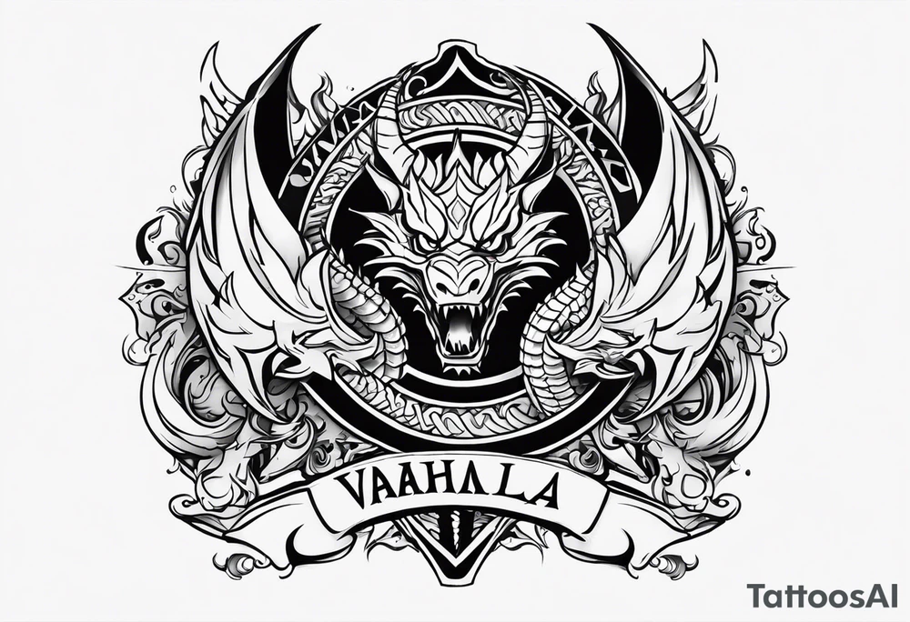 Valhalla fire sword shield dragon tattoo idea