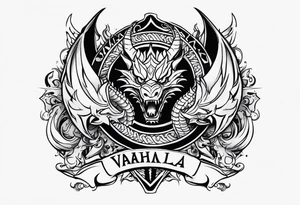 Valhalla fire sword shield dragon tattoo idea