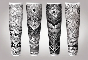 Leg sleeve with cool patterns tattoo idea