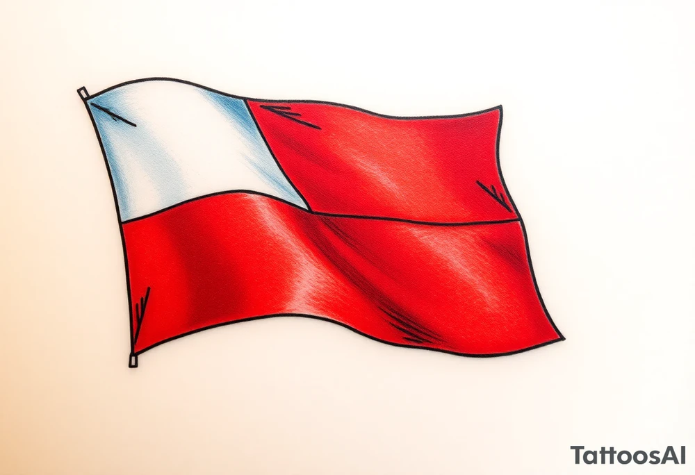 A waving Czech flag with realistic fabric texture, its red, white, and blue colors appearing vibrant and dynamic. tattoo idea