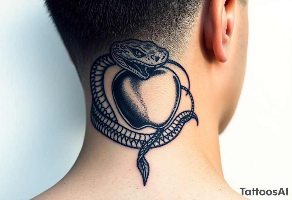 powerful majestic snake and applestyle surrounded by dark hate transforming into love and ligh tattoo idea