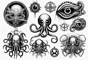 lovecraft theme with tentacle+++ and eyes tattoo idea