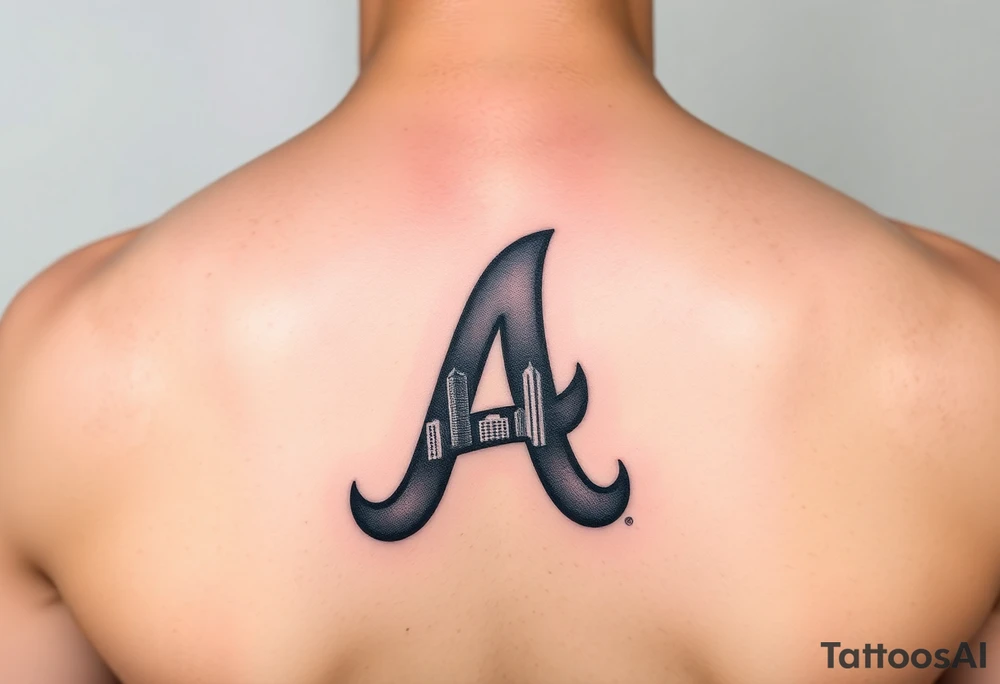 Atlanta Braves letter logo “A” with 3D skyline incorporated in the letter tattoo idea